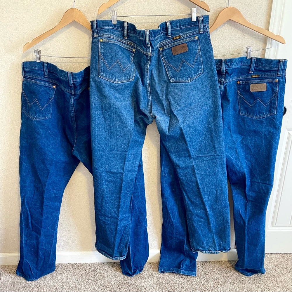 Men's Wrangler Blue Denim Jeans 42x34 (3 pair)
